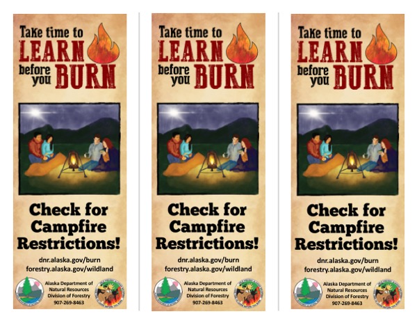Learn Before You Burn 3 up Rack Card, front