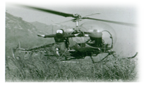 Photo of a Bell 47b helicopter first used in the Angeles National Forest in 1947.