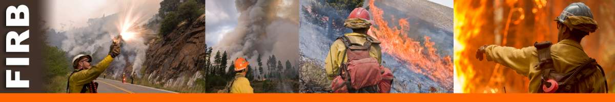 FIRB decorative banner: Four photos depicting firing boss position, firefighter firing a flare, firefighters observing fire, firefighter pointing toward fire. FIRB Position Description:  The Firing Boss leads ground and/or aerial ignition operations and coordinates with holding resources on wildland and prescribed fire incidents. The FIRB supervises assigned firing resources and reports to a Strike Team/Task Force Leader, Burn Boss or other assigned supervisor. The FIRB works in the Operations functional area.