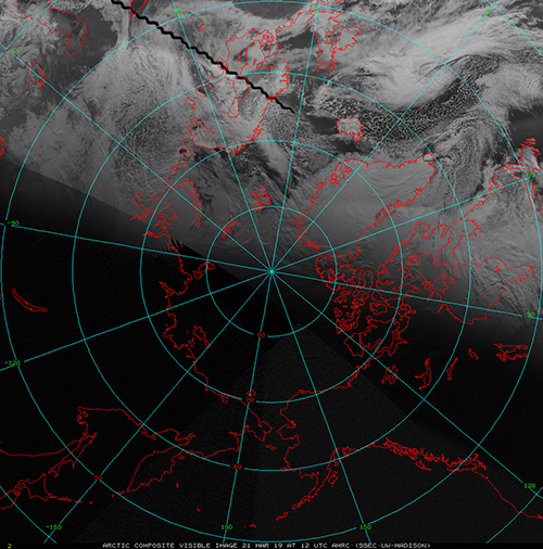  Satellite radar image of smoke covering large portions of land. Decorative