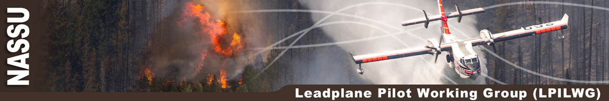 LPIL Working Group header graphic.  Photo of a water scooper plane dropping load on forest below. Decorative.
