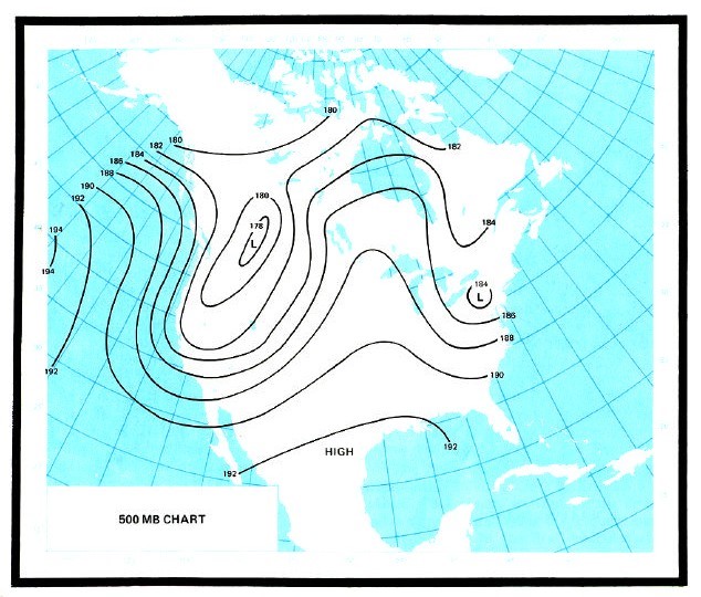 North America showing southwesterly wind patterns.