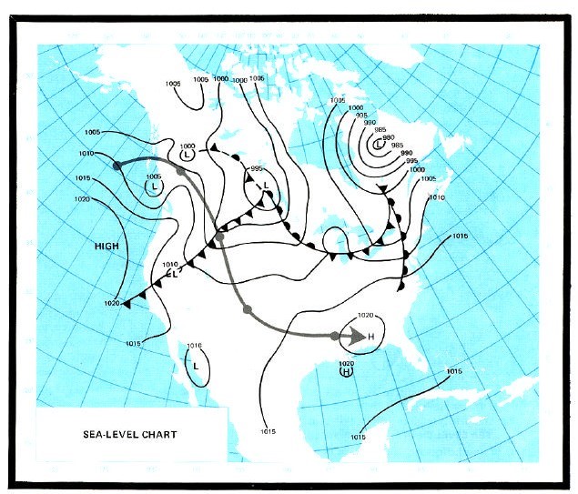 North America showing the Pacific High Synoptic type patterns.