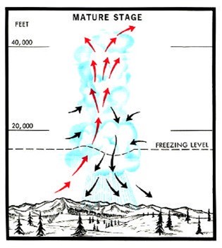 Mature stage, showing air rushing up thousands of feet into the atmosphere.