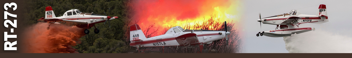 Decorative banner: Three photos of single engine airtanker (SEAT) operations. A SEAT drops retardant over tree canopy. A SEAT sits on tarmac with burning brush in background. A SEAT drops a load of water in mid-air.