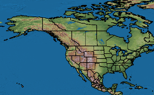 GeoMac map image of North America.  Decorative.