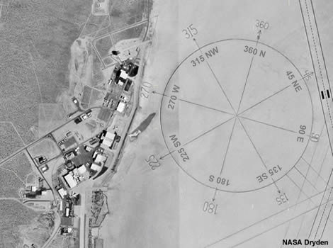 photo of compass rose in desert near NASA Dryden