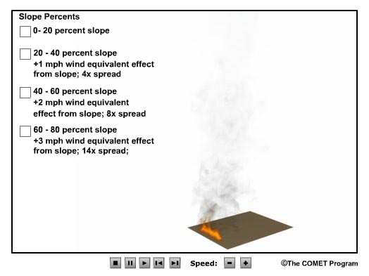 screengrab of animation of flame heights increasing as slope increases
