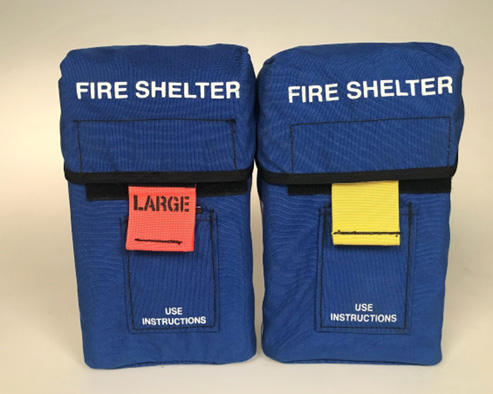 Two blue shelter carry cases side-by-side.
