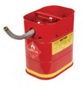 Red gas can with spout.