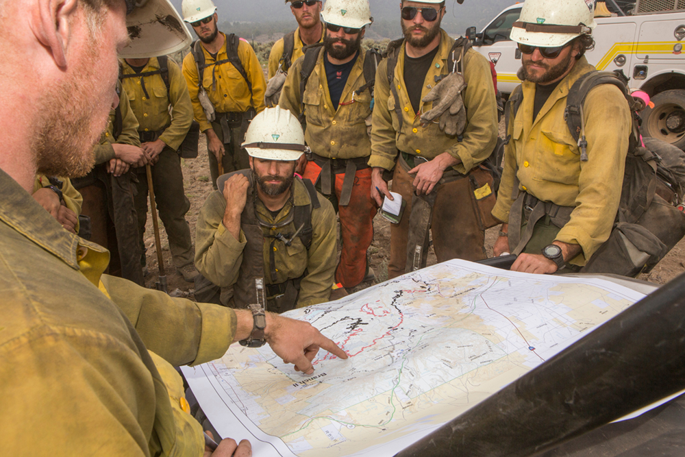 Fire crew planning the day's operations