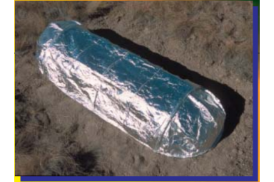 Photo of deployed fire shelters.