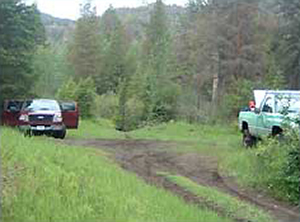 Roads end for FS Road 435 is two miles from Highway 14/16/20. This is the upper trailhead, sometimes referred to as Lower Camp. Note the limited parking.