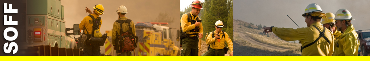 SOFF Decorative banner for SOFF position. Three images of firefighters working in the field.