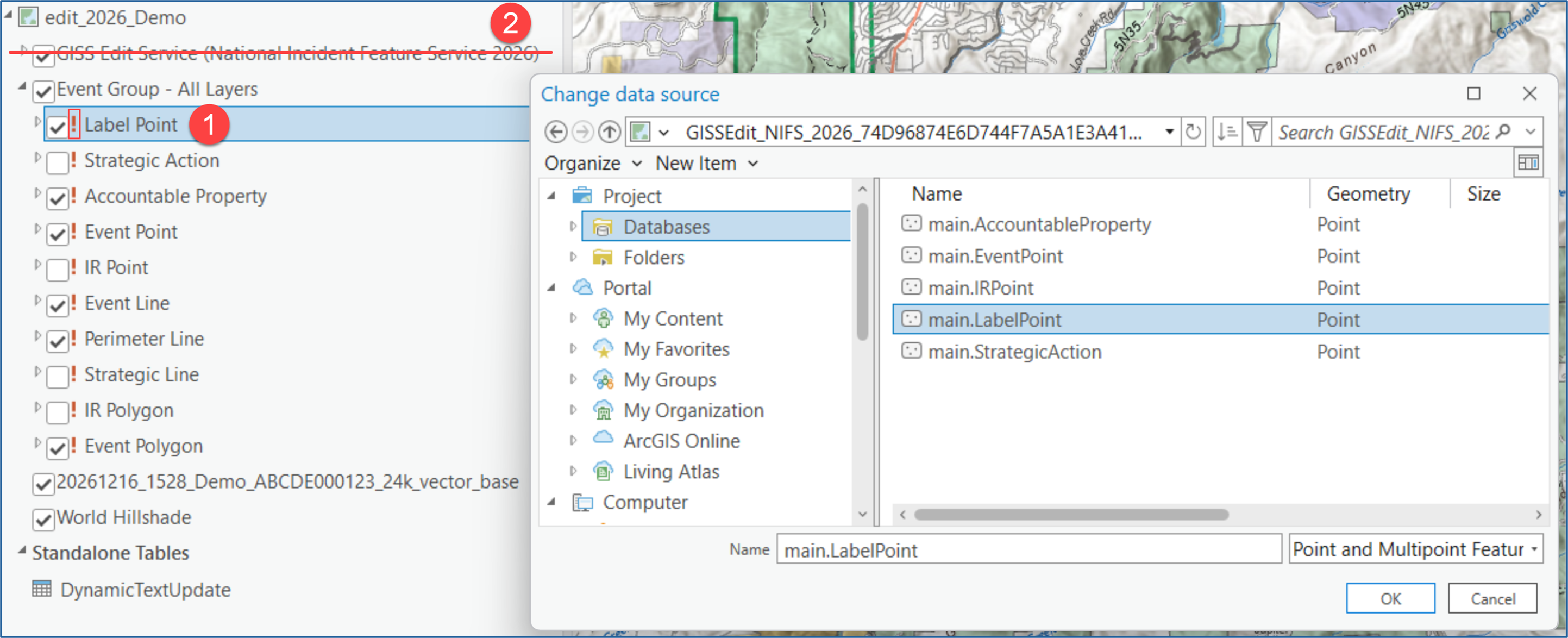 relabel point and databases main