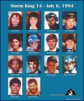 Memorial banner of fallen Storm King firefighters.