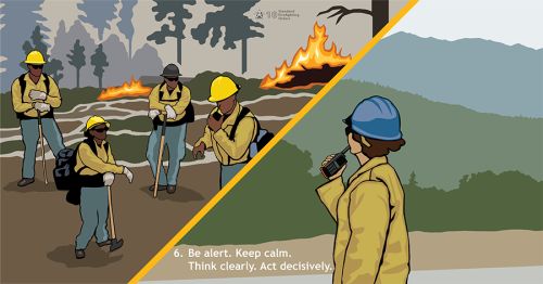 Remaining alert, keeping calm, thinking clearly, and acting decisively are important components of decision-making on wildland fire incidents. This Standard Firefighting Order illustrates a supervisor providing direction and establishing leader's intent to help a crew working on a growing fire.