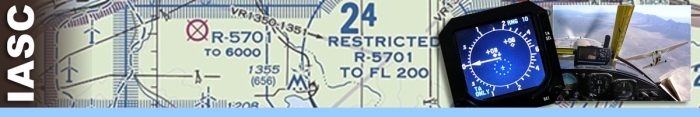 Image of map background with compass, and inset of plane windshield photo. Decorative banner.