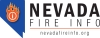 Nevada Fire Info Logo; Blue image of nevada state with red flame in the middle and nevadafireinfo.org below. 