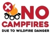 No campfires due to wildfire danger, campfire with prohibited icon