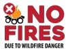 No Fires due to wildfire danger with campfire and prohibited symbol