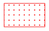 White rectangle with red outline and seven by five red dot pattern inside.