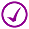 Purple checkmark within purple circle.