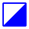 Blue square with top left half corner filled with white.