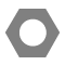 White circle inside a gray hexagon.