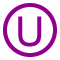Purple capital U inside white circle with purple outline.