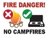 Fire Danger, No Campfires with no fire symbol and campfire alternatives