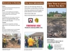 Page 1 of brochure with image of escaped burn pile in front of house