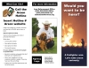 Brochure with firefighter at a brush fire; arson canine, arson hotline