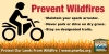Pfrevent Wildfires, Maintain your spark arrestor, never park or drive on dry grass, stay on designated trails, ATV rider on dry grass with flames