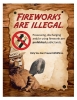 Fireworks are illegal, prohibited graphic with fireworks, Smokey Bear with Shovel