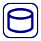 White square with blue outline and blue outline of cylinder inside.