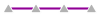 A line of four alternating gray triangles and purple lines. 