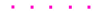 Six pink squares evenly spaced out in an imaginary horizontal line.