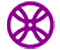 Purple fine blades inside of a white circle with purple outline.