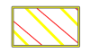 rectangular shape with yellow fill and alternating red diagonal stripes