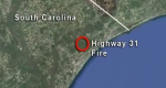Aerial image of the topography of the South Carolina coast where the Highway 31 fire occurred.