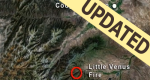 Aerial image of the topography of Wyoming showing where shelters were deployed on the Little Venus fire.