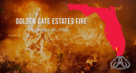 Screen shot of Golden Gate Estates Fire video screen with new banner on right.