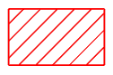 White rectangle with red outline and cross slashes of eight red lines.