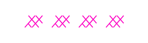 A line with four cross hatched areas and gaps in between each one