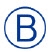 The letter B in a circle.