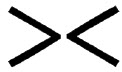 Two arrow heads pointing at each other.