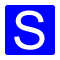 White capital S inside blue square.