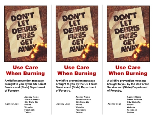 Front cover with image of vintage poster "Don't let debris fires get away