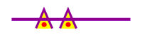 Four inverted purple Vs with a horizontal purple line running through them. 